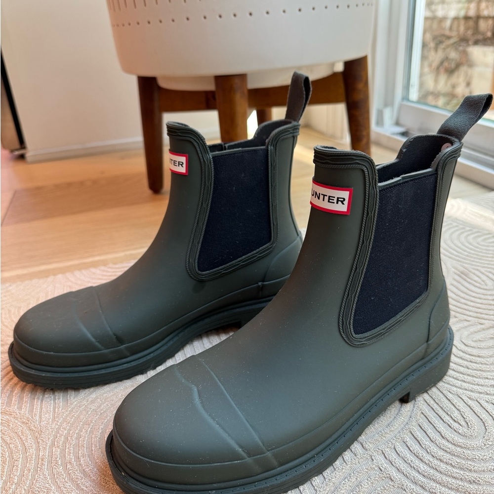 Hunter Dark Green Ankle Rain Boots - Picture 2 of 3